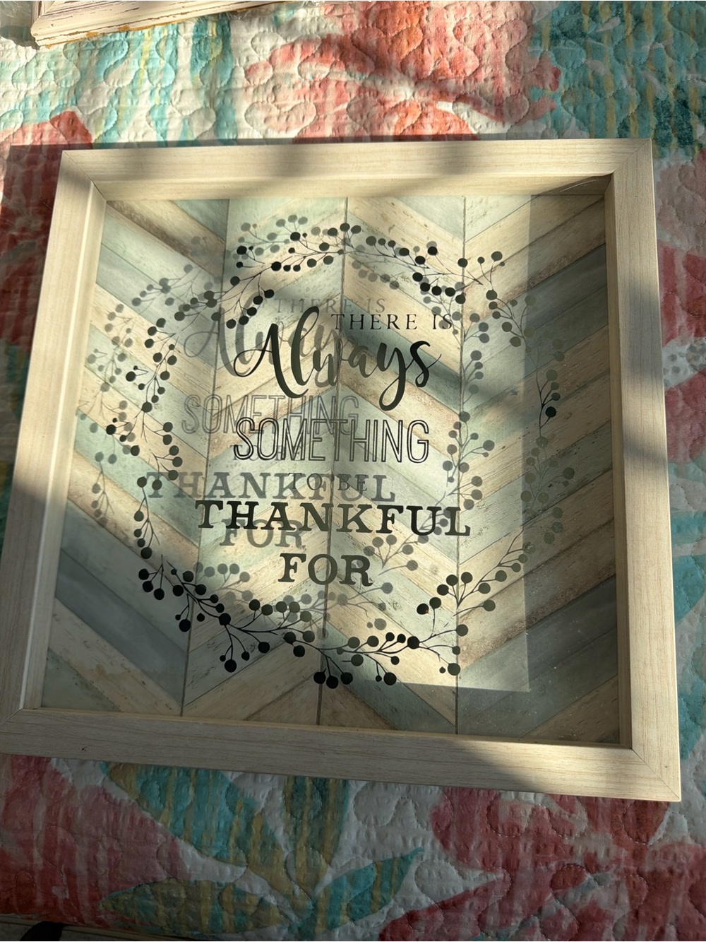 Always Something Thankful For Framed Wall Art - White/Natural